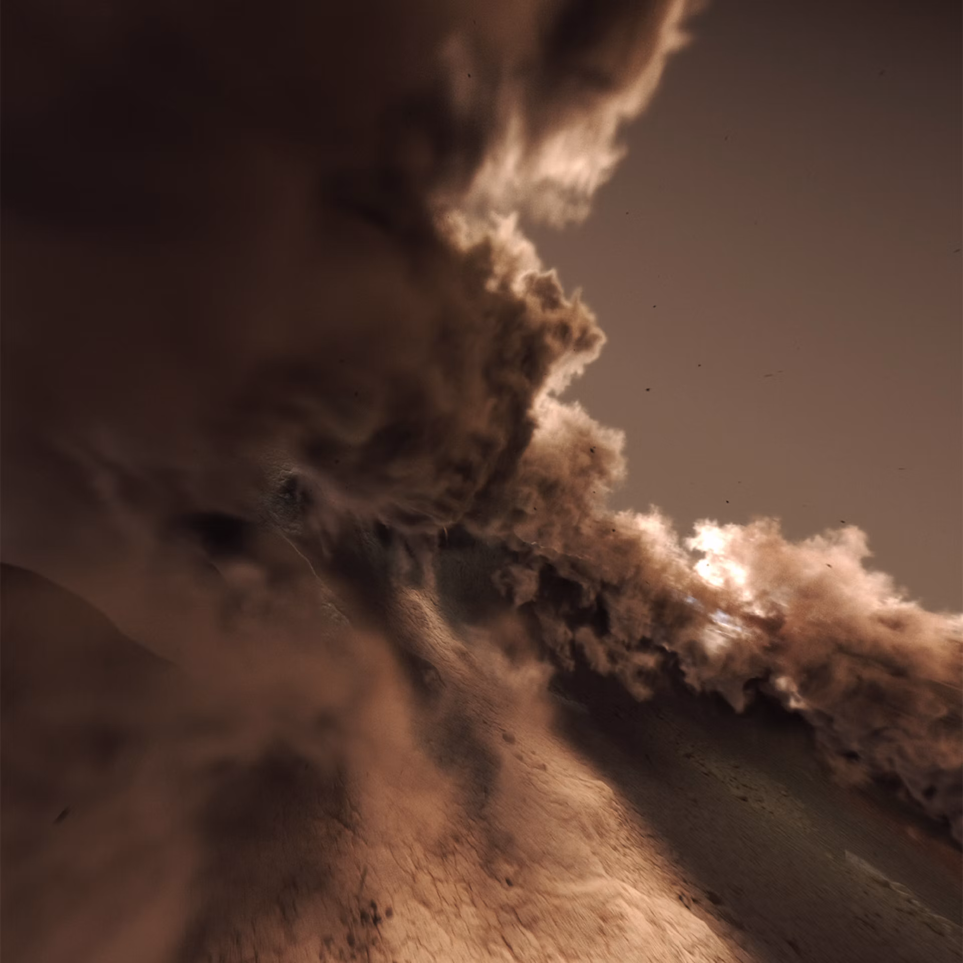 A turbulent smoke plume shaped by vorticity settings