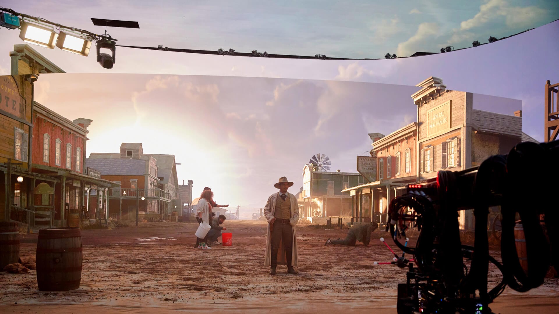 An LED volume driven by Unreal Engine during a shoot